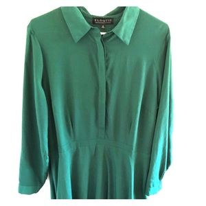 Dark green knee length dress with collar